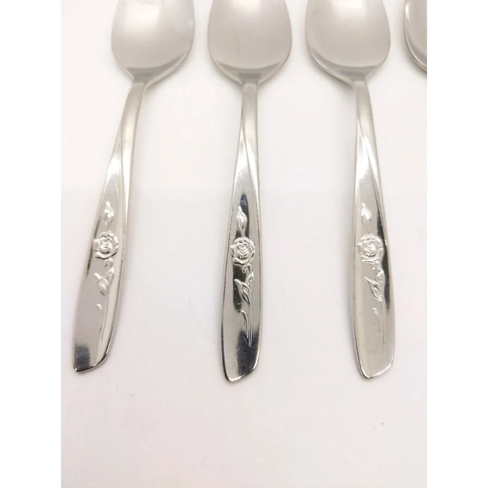 Oneida Rogers Sweet Briar Rose Flatware Spoons 6pc Stainless Floral Design